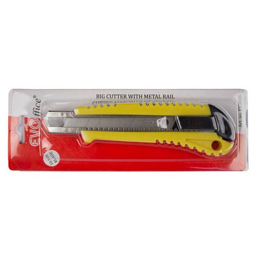 Cutter mare 18 mm EVOffice, sina metalica si sistem autoblocare, blister Cutter mare 18 mm EVOffice, sina metalica si sistem autoblocare, blister